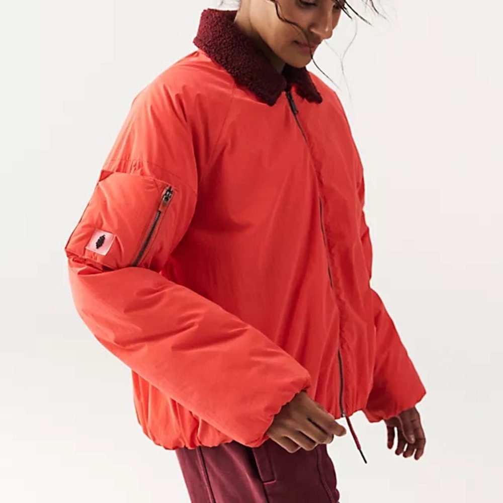 FP movement free people outpost bomber jacket red fleece down athleisure large